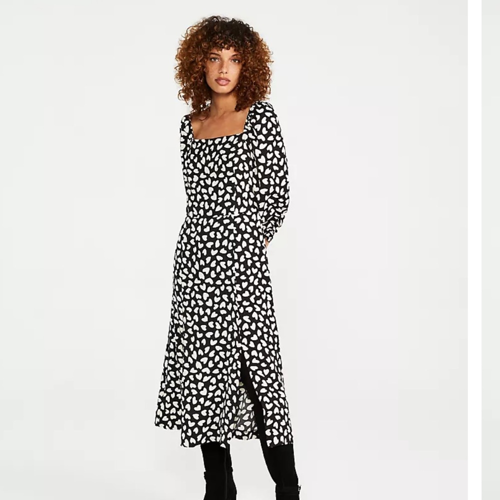Ann Taylor heart print midi dress.